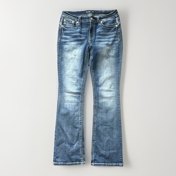 Miss Me Jeans 31x33 Bootcut Meshy Embellished Western Bling Y2K Cowgirl Whisker - Picture 6 of 12